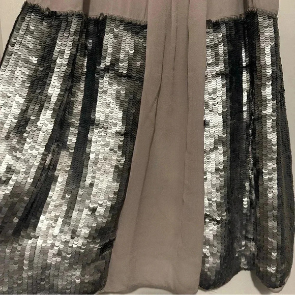 NWT Joie Silk Silvana Silver Ruffle Front Sequin tank Top Cami size S - Picture 3 of 10